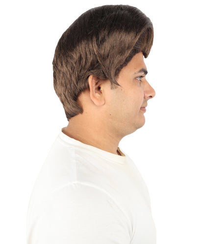 HPO Adult & Teen Men's Sleek Updo Theatrical Wig | Icy silver tone, create of synthetic fiber, striking swept front volume, breathable base | Party, Halloween, theater, drag, performance, costume events
