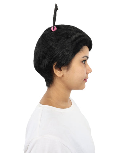 HPO Women's Black Vampire Bat Inspired Lady Wig | Gothic Long Hairpiece with Deluxe Synthetic Fibers & Adjustable Cap | Halloween, Cosplay, Stage & Roleplay