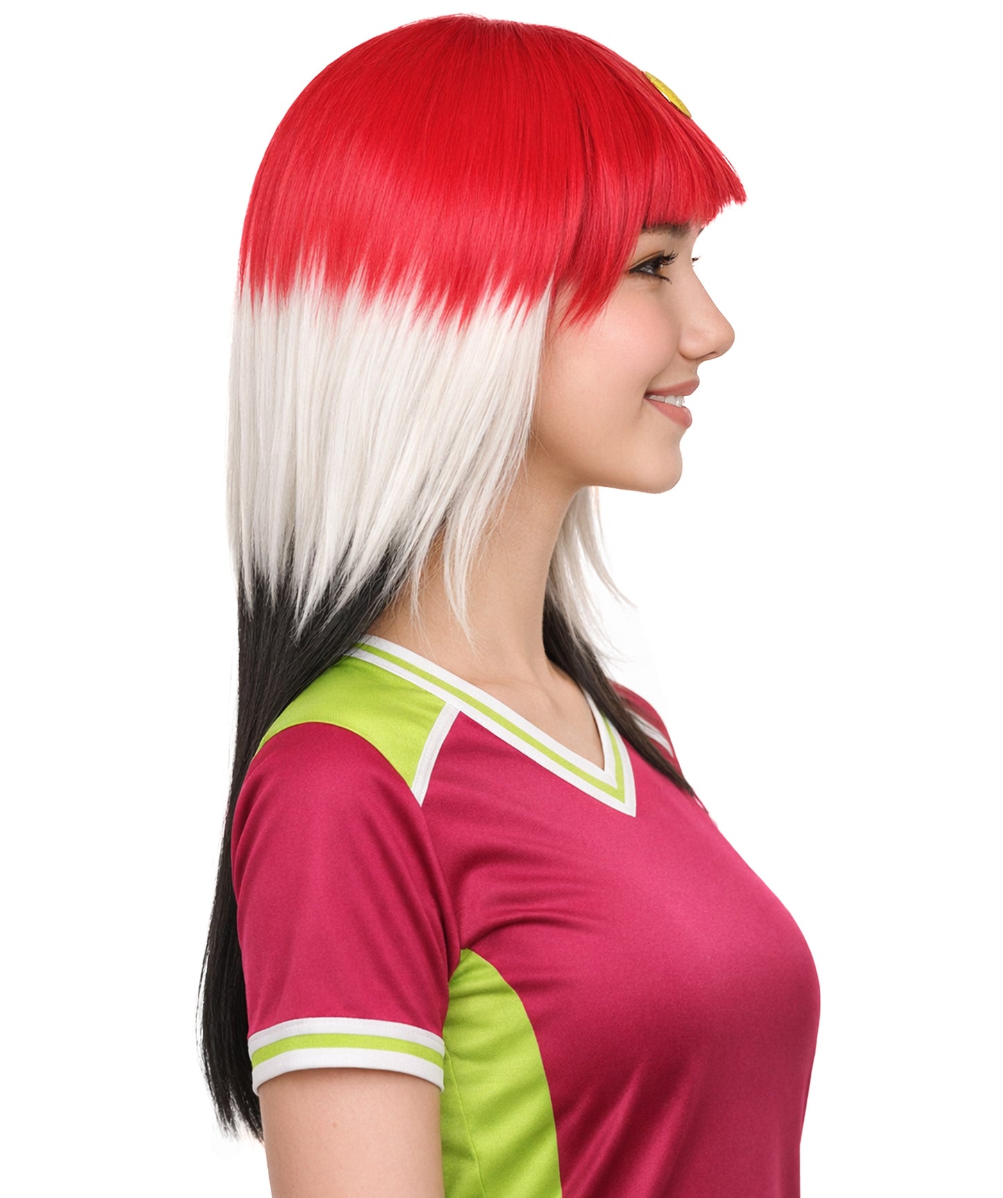 Egypt Flag Sport Party Long Bob Wig | Mid Eastern Traditional Halloween Wig | Premium Breathable Capless Cap