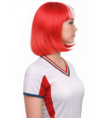 Peru Flag Sport Party Bob Wig | National Pride White Red | Premium Breathable Capless Cap