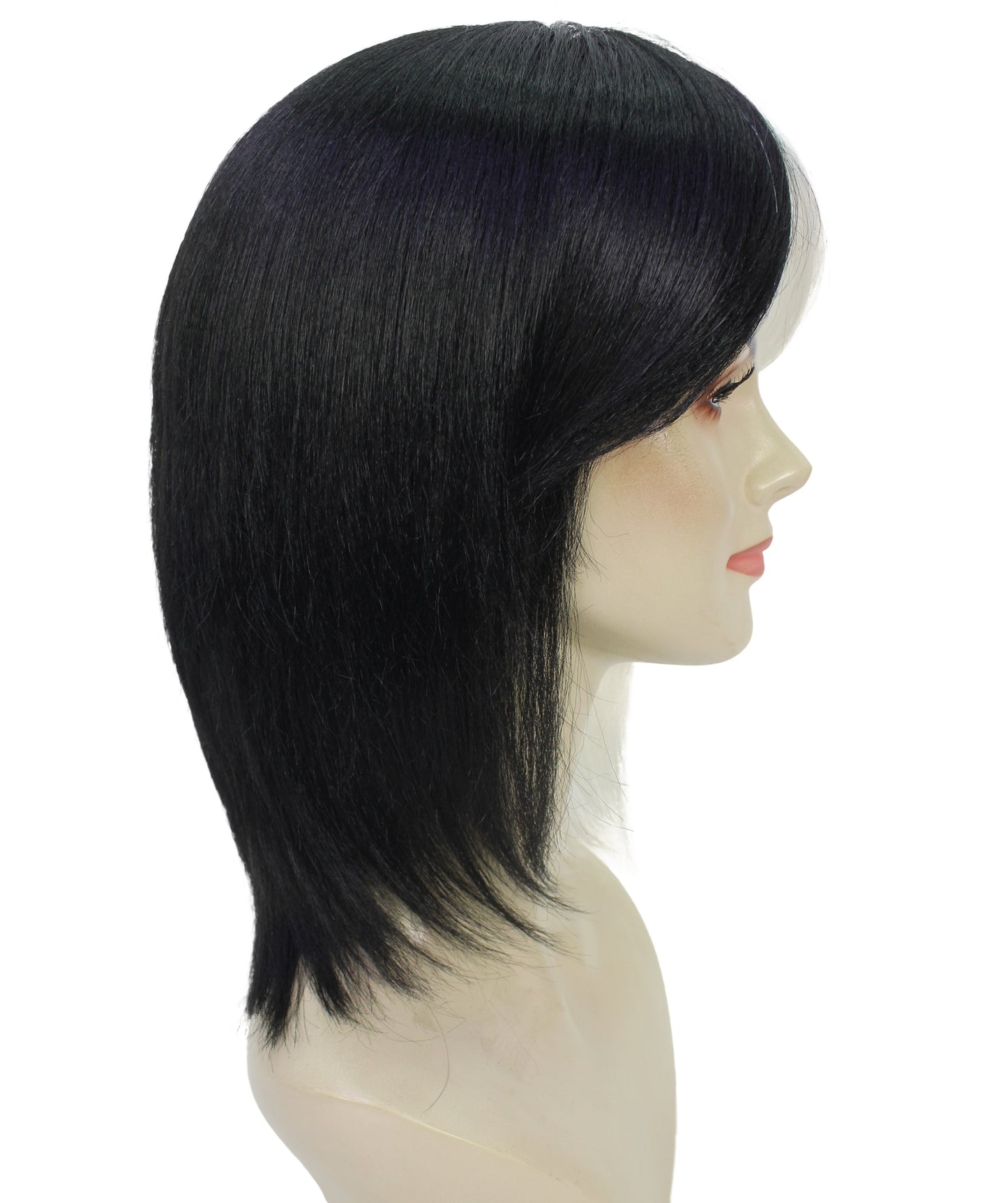 Shoulder Length Bob with Side Bangs Party Wig |  Halloween Wig | Premium Breathable Capless Cap