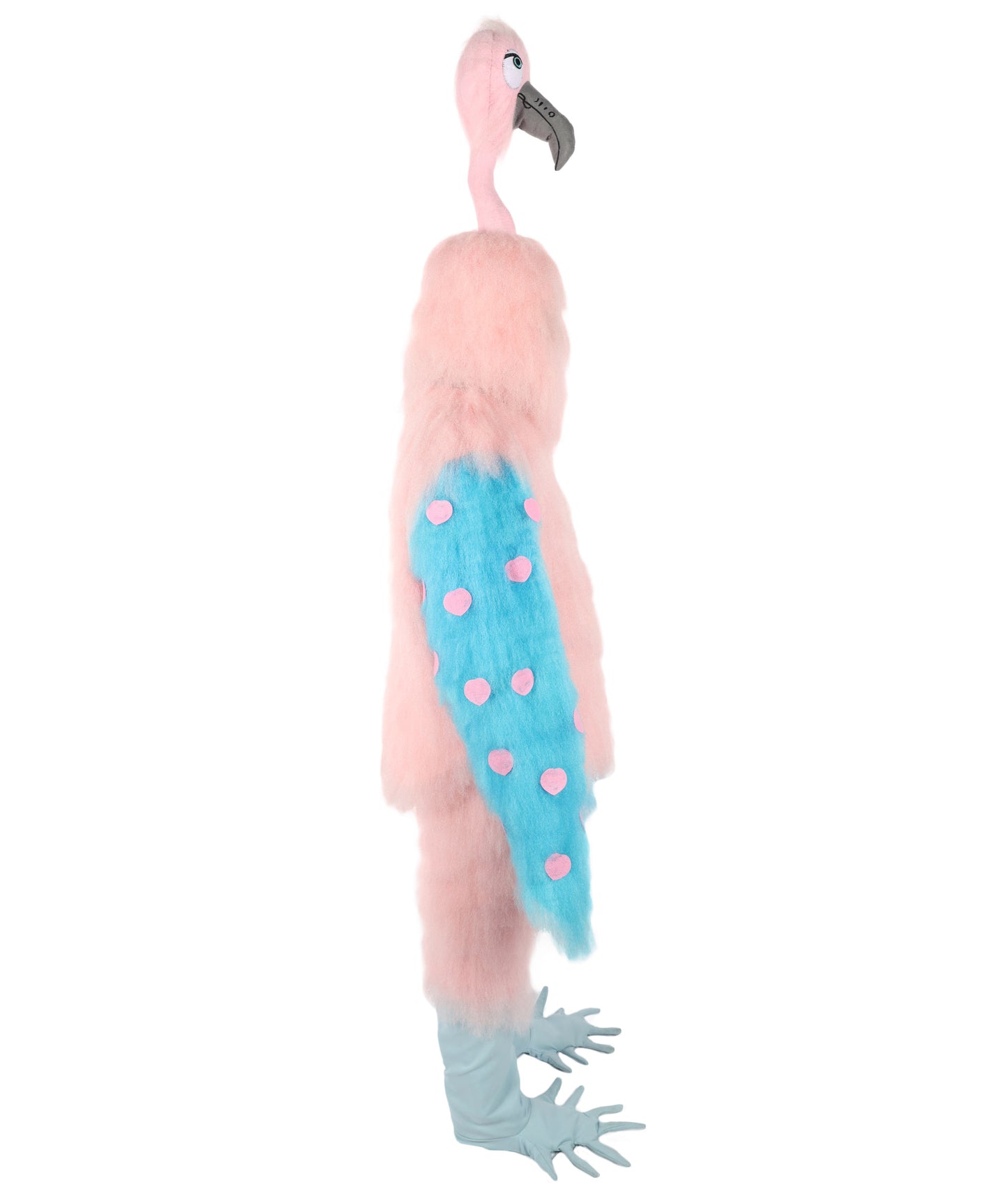 HPO Uuisex Full-Body Plush Pink Flamingo Bird Costume Set with Oversized Mask & Full Suit| Perfect for Halloween| Flame-retardant Synthetic Fabric