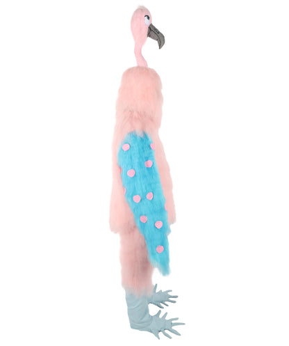 HPO Uuisex Full-Body Plush Pink Flamingo Bird Costume Set with Oversized Mask & Full Suit| Perfect for Halloween| Flame-retardant Synthetic Fabric