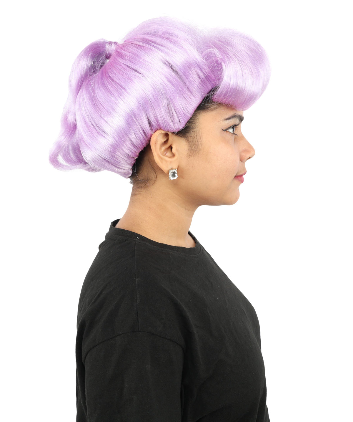 HPO Adult Women's Retro Pin-Up Wig | Multicolor Options, create of synthetic fiber, vintage curled bumper bangs with rolled back, breathable base | Party, Halloween, theater, drag, performance, costume events