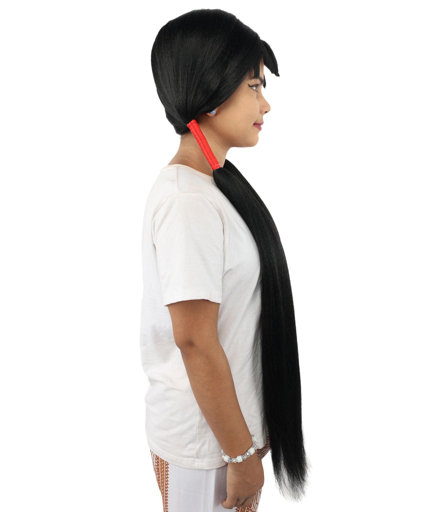 HPO Women's Extra Long Pigtail Wig | Multicolor Options | Floor Length Straight Twin Tails with Bangs, Heat Friendly Synthetic Fiber & Adjustable Cap | Halloween, Fairy Roleplay, Magical Girl Theme, Theater & Carnival