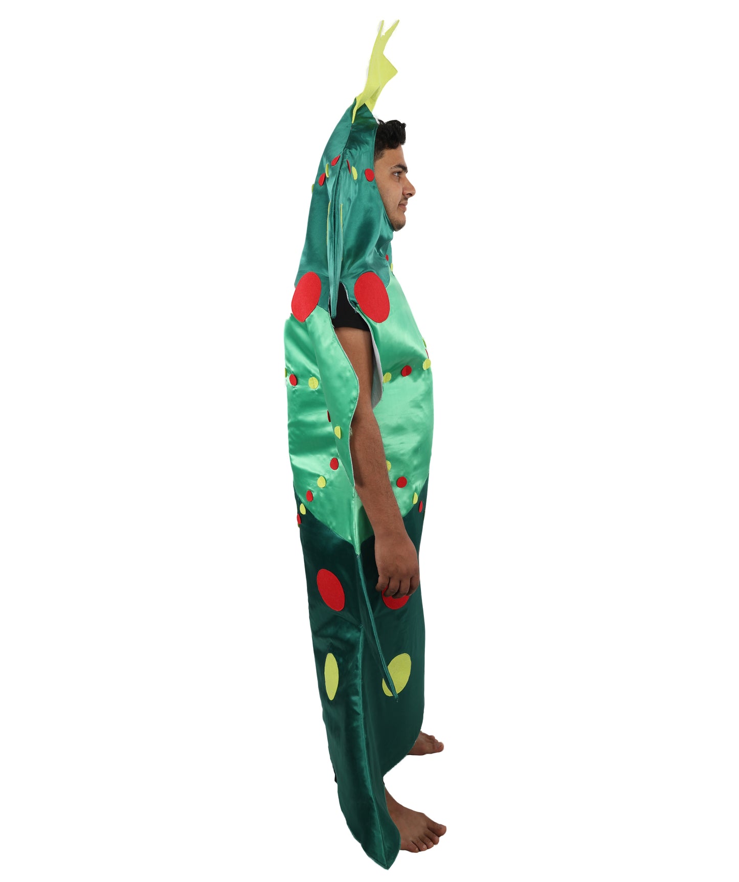 HPO Men's Festive Christmas Tree Costume | Green Structured Foam and Jersey Tunic with Star Accent | Ideal for Halloween, Theater, Drag, and Holiday Performance Events