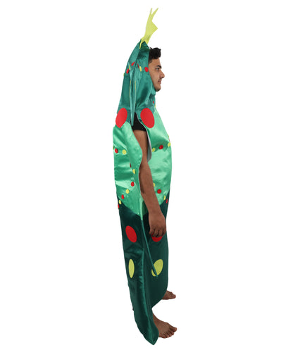 HPO Men's Festive Christmas Tree Costume | Green Structured Foam and Jersey Tunic with Star Accent | Ideal for Halloween, Theater, Drag, and Holiday Performance Events