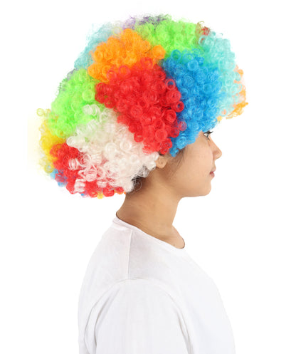HPO Women's Clown Wig | Rainbow Curly  Hairpiece | Adjustable Cap Synthetic Wig for Halloween, Circus, Stage & Festivals