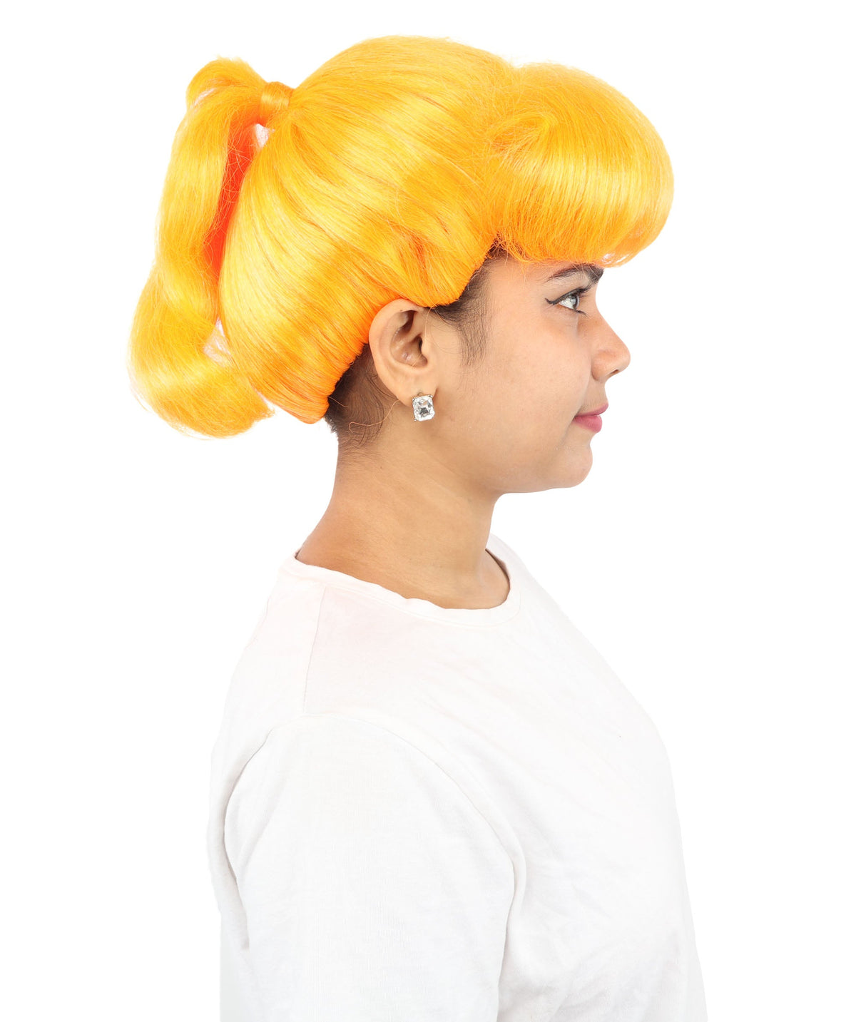 HPO Adult Women's Retro Pin-Up Wig | Multicolor Options, create of synthetic fiber, vintage curled bumper bangs with rolled back, breathable base | Party, Halloween, theater, drag, performance, costume events