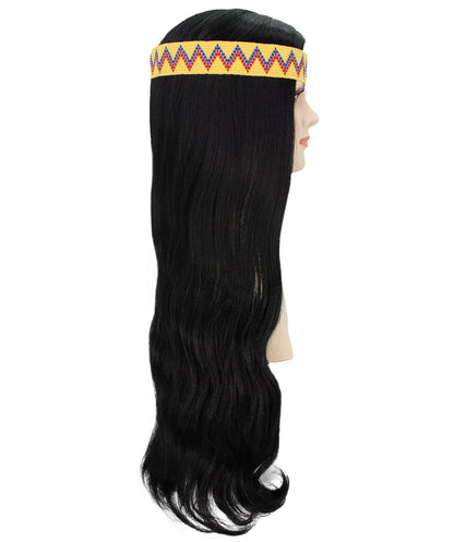 HPO Adult Female WIG Hippie Long with Headband – Boho Multiple Wigs Premium Breathable Capless Cap with Flame Retardant Synthetic Fiber Hair