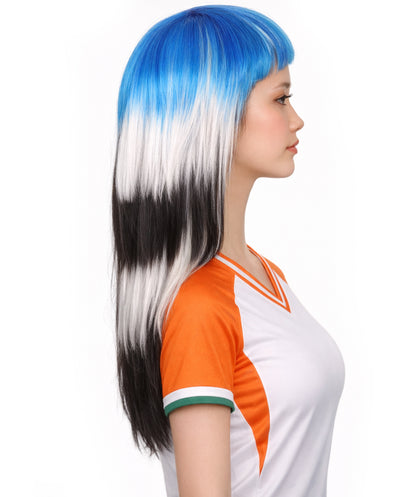 South Korea Flag Sport Party Long Bob Wig | Premium Breathable Capless Cap
