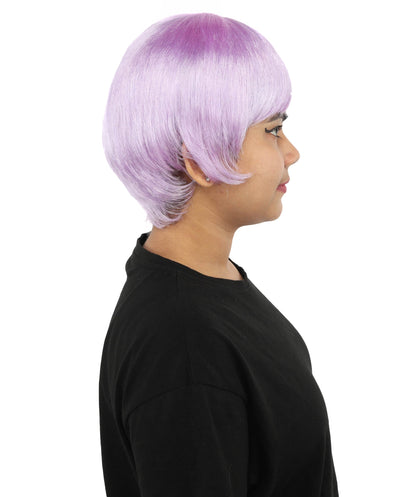 HPO Adult Women's Anime Trainer Character Wig | Vibrant hue multicolor options, create of synthetic fiber, short choppy bob with high side ponytail, breathable base | Cosplay, Halloween, theater, party, performance, costume events