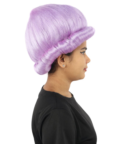HPO Women's Voluminous Golden Blonde Grandma Wig | Medium Puffy Afro Style with Silver Texture, Synthetic Fiber & Adjustable Fit | Halloween, 100th Day of School, Theater & Funny Costume