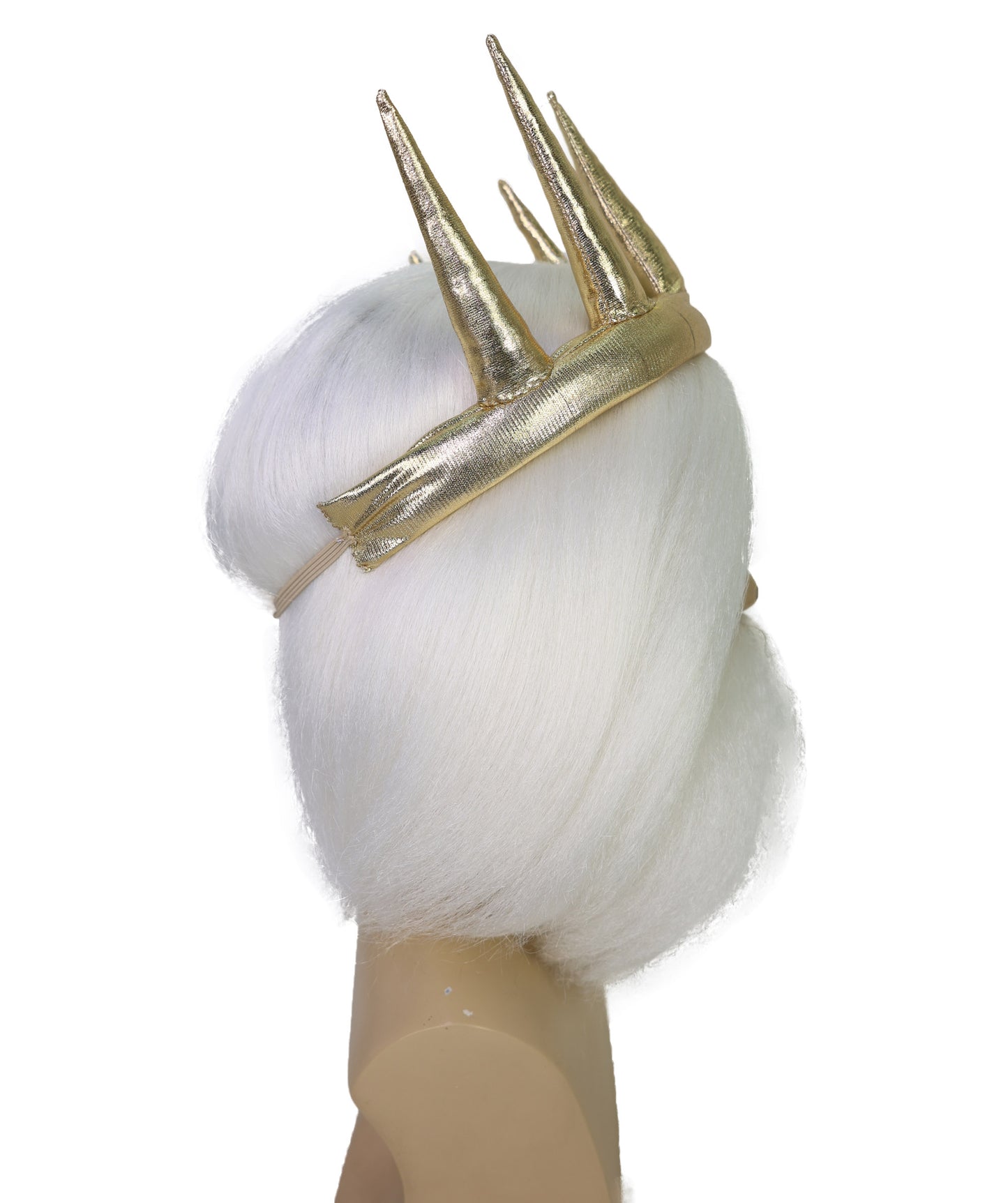 HPO Men’s Fantasy Character White Wig Beard & Mustache Set | Short Curly Hair Costume Accessory for Mythical Sea Roleplay, Festivals & Dress-Up Parties | Breathable Capless cap Design