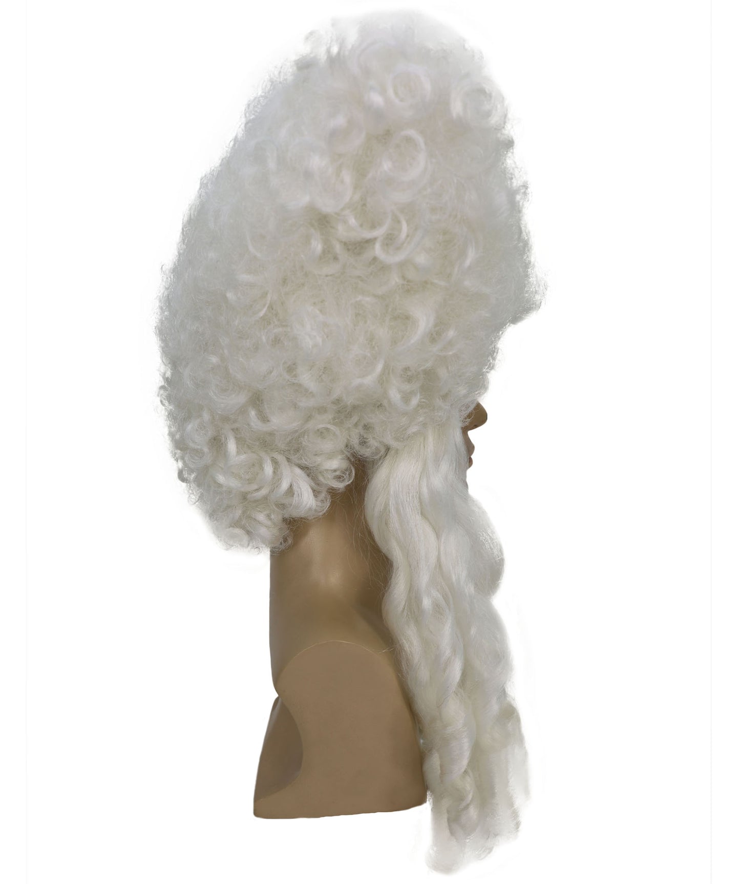 HPO Men’s Colonial Gentleman Wig | White Curly Historical Hairpiece | Costume Wig for Halloween Parties Cosplay Stage & Roleplay