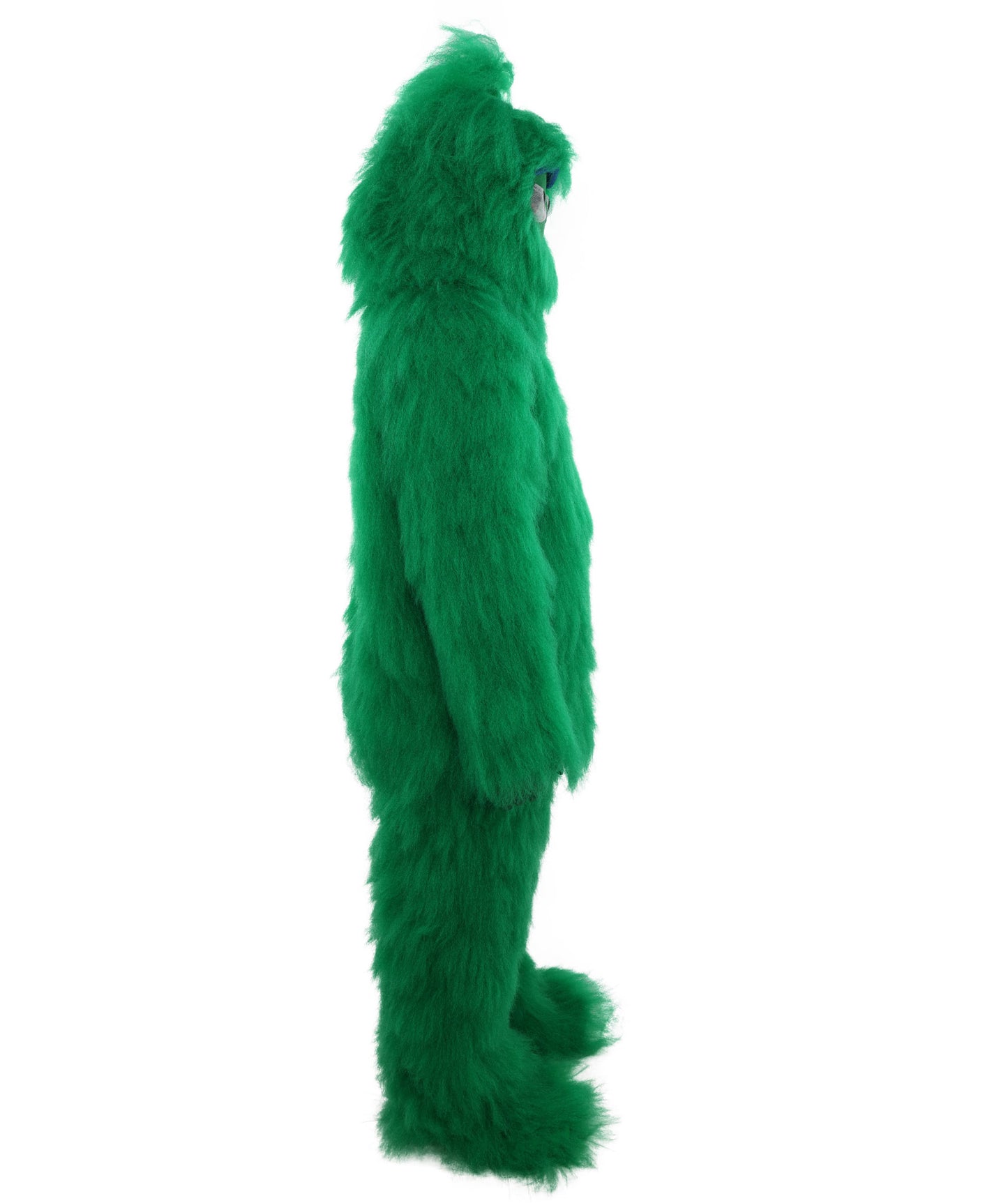 HPO Unisex Green Animal Fur Monster Costume Bundle – 75 Inch Full Outfit with Head Mask & Body Suit | Plush Mascot Style Costume for Halloween and Cosplay
