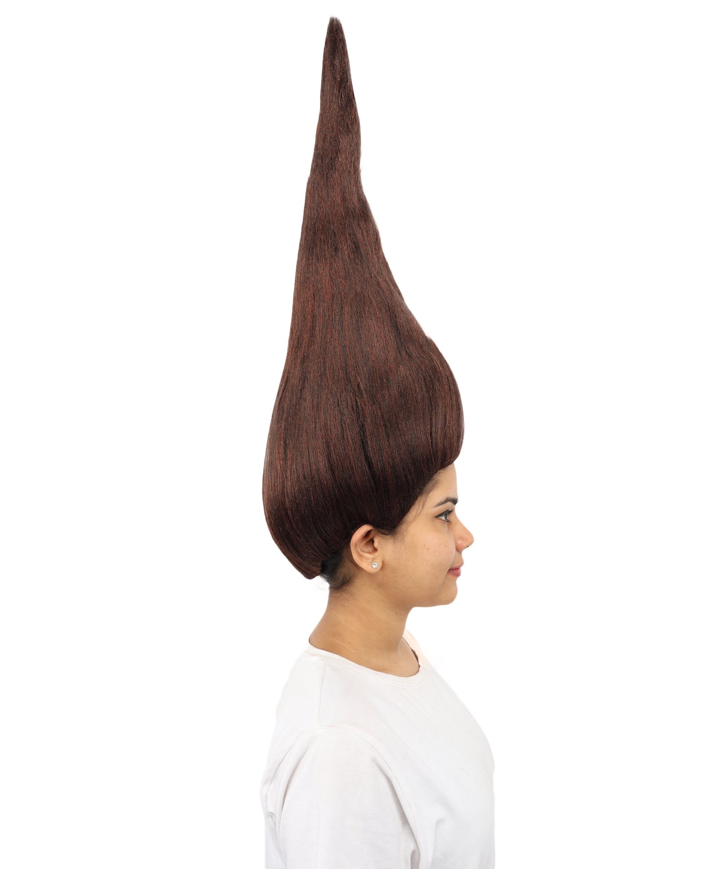 HPO Women's Tall Cone Wig | Solid dark hue, create of synthetic fiber, extremely tall smooth pointed texture, breathable base | Party, Halloween, theater, drag, performance, costume events