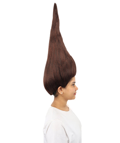 HPO Women's Tall Cone Wig | Solid dark hue, create of synthetic fiber, extremely tall smooth pointed texture, breathable base | Party, Halloween, theater, drag, performance, costume events