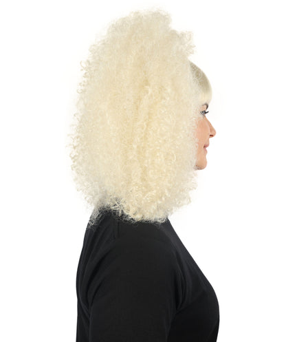 HPO Adult Women Nicki Minaj Curly Light Blonde Wig – Bold and Vibrant Synthetic Wigs for Parties, Adult Ideal Cosplay Wigs for Women Halloween Party,Premium Breathable Capless Cap with Flame Retardant Synthetic Fiber Hair