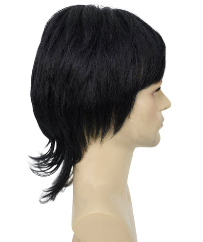 HPO Adult Men's Black Short Hair Wigs Tokyo Revengers Anime Harajuku Cosplay Hairpiece, Adjustable Cap for Comfort & Secure Fit