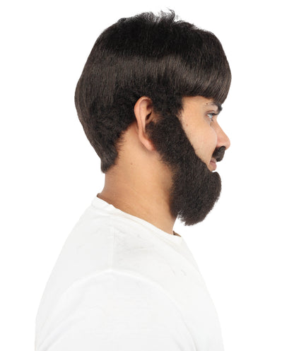 HPO Men’s Scottish Actor-Inspired Wig, Beard & Mustache Set | Dark Brown Wig | Adjustable Fit for Stage, Cosplay & Events