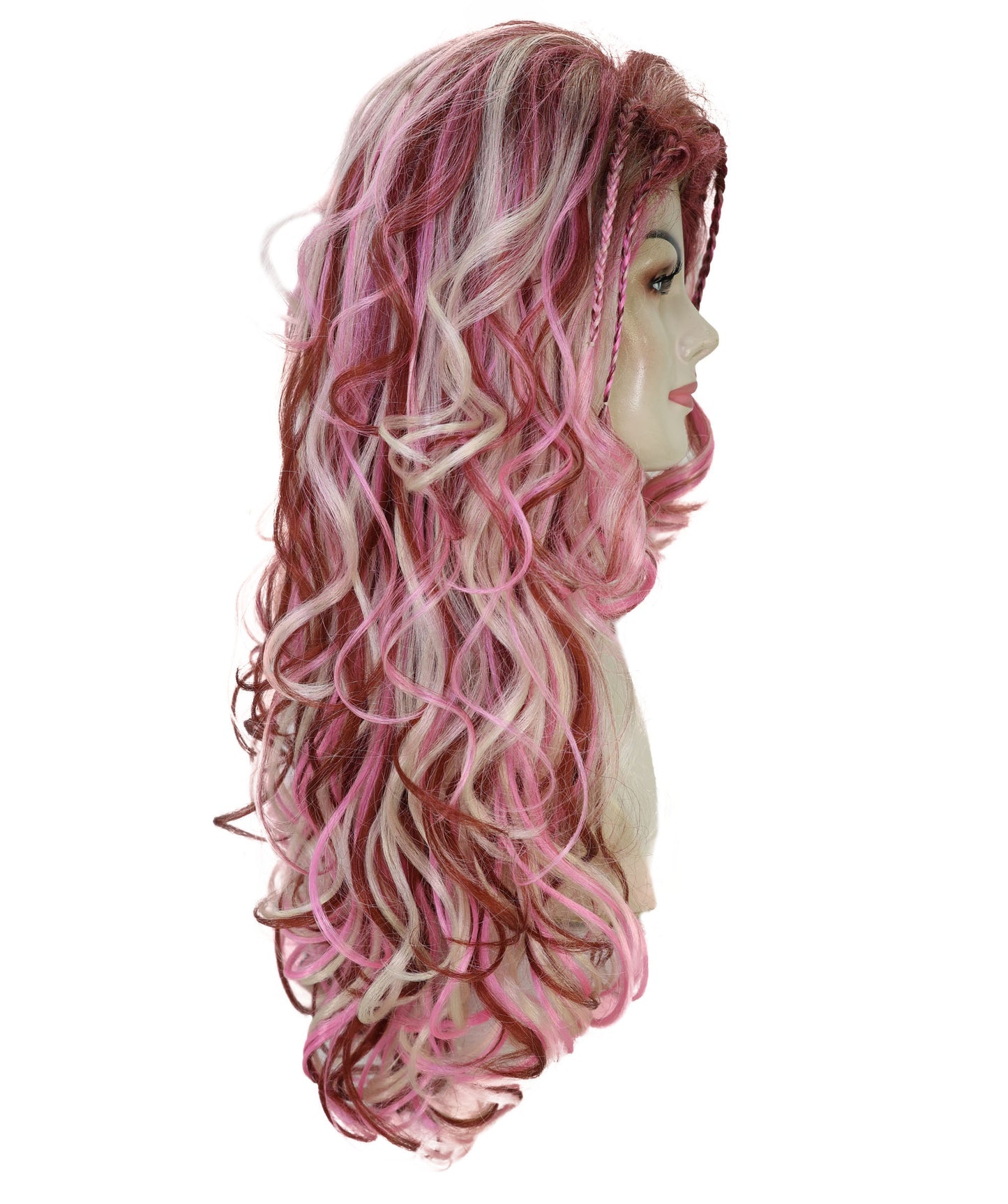 HPO Women's Extra Long & Curly Multicolor Wig – Soft Hair with Natural Texture | Fantasy, Cosplay & Character Hairpiece for Parties & Events