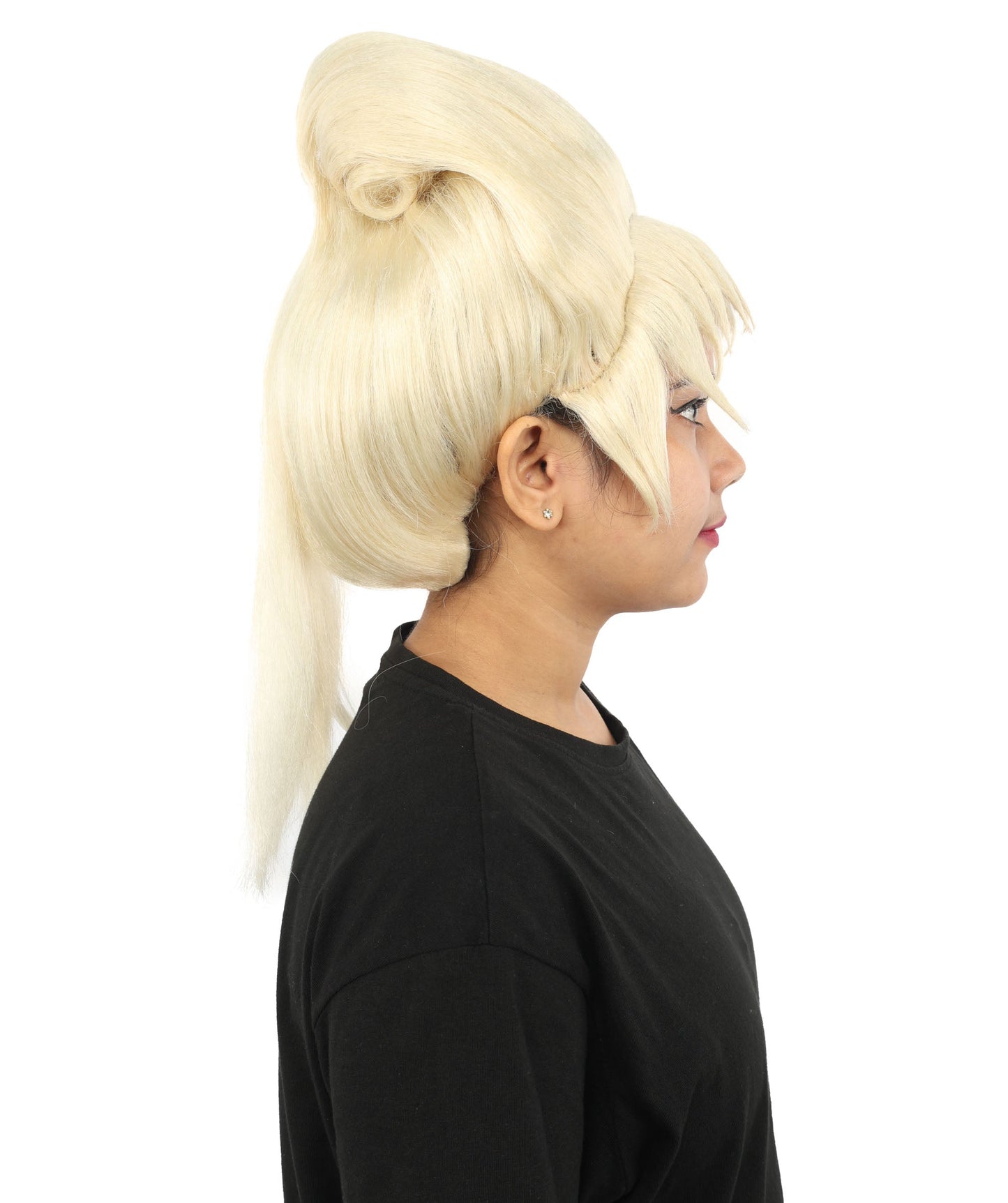 HPO Adult Women's Avant-Garde Bouffant Wig | Multiple Color Options | Create of synthetic fiber, massive smooth updo with micro bangs, breathable base | Party, Halloween, theater, drag, performance, costume events