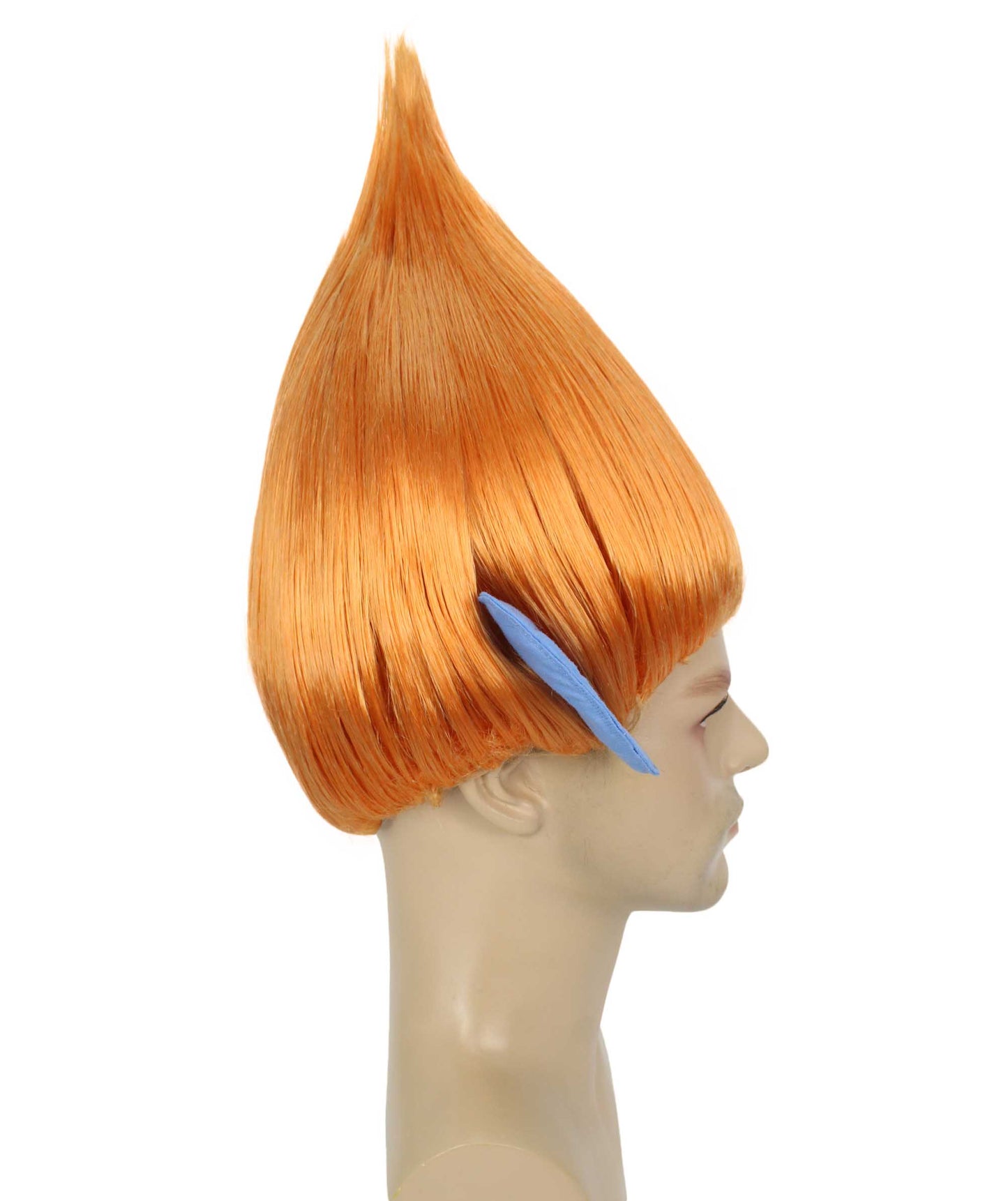 HPO Men's Pointy Diamond Guy Troll Wig with Blue Ears,Multiple Color,Flame-Retardant Synthetic Fiber