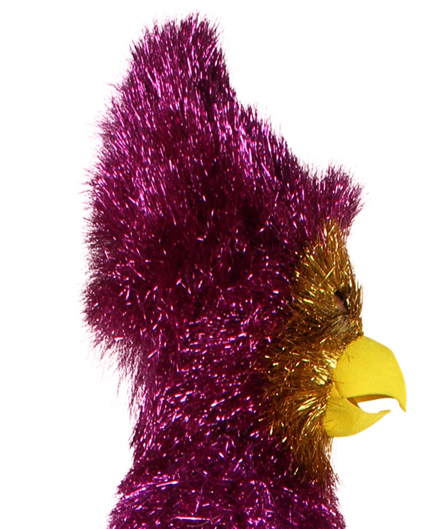 HPO Men's Furry Cardinal Mascot Tinsel Mask Costume, Halloween-Mask, Flame-retardant Tinsel Material
