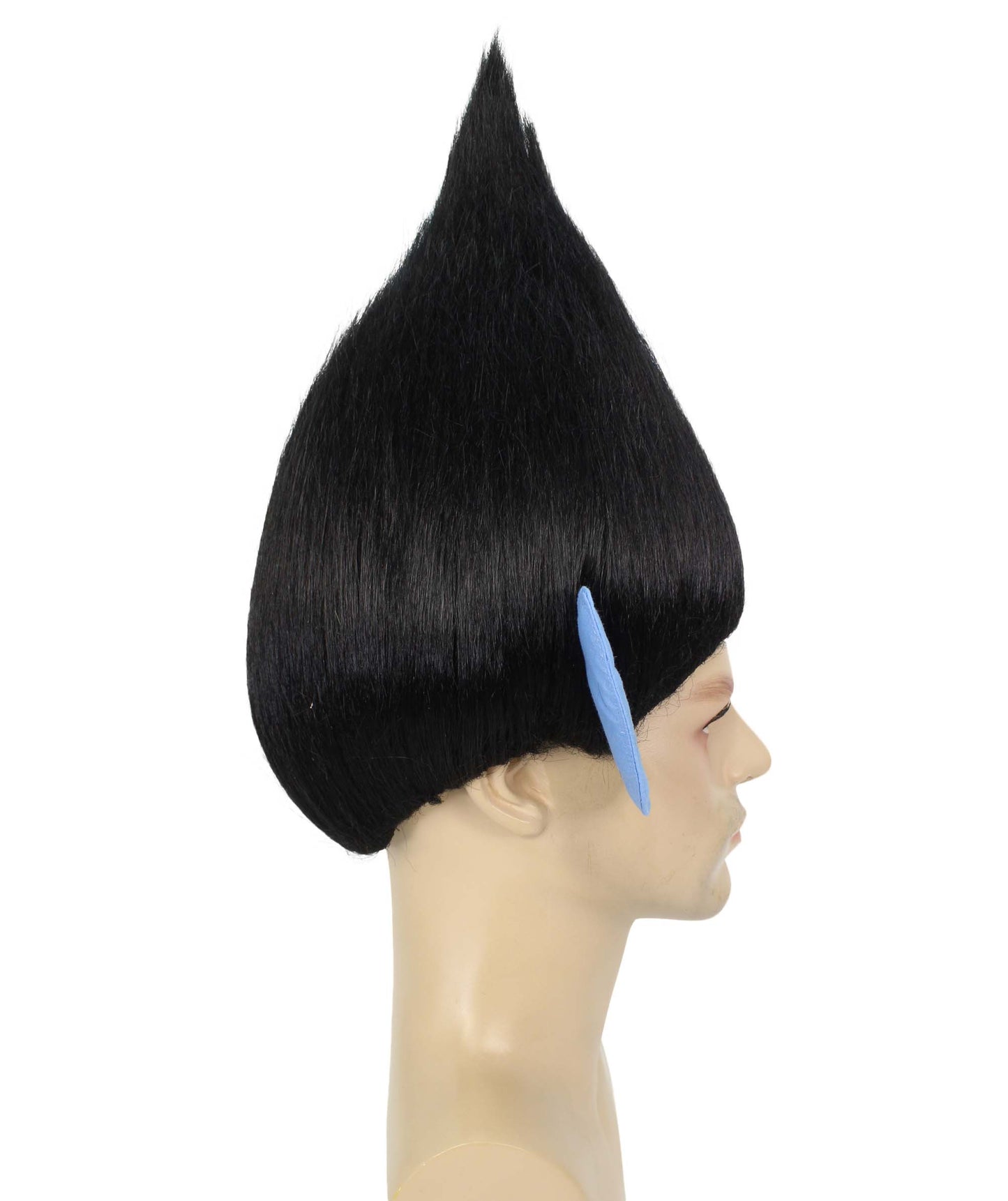 HPO Men's Pointy Diamond Guy Troll Wig with Blue Ears,Multiple Color,Flame-Retardant Synthetic Fiber