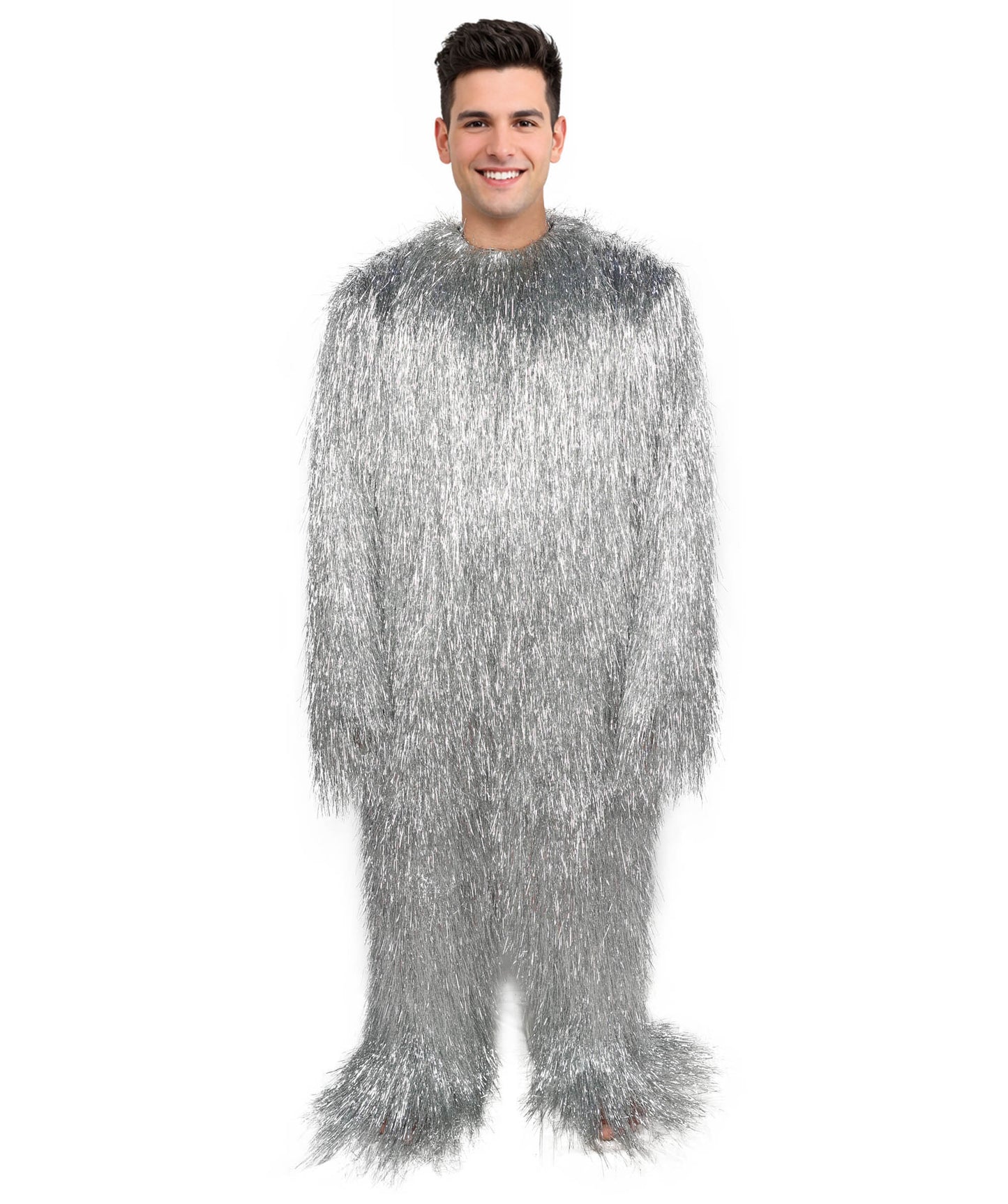 HPO UnisexTinsel Hairy Costume, Bundle & Mask Set | Full-Body Suit & Matching Mask | Long Hair Funny Costume for Halloween, Performers, Cosplay & Mascots | Multicolor Options