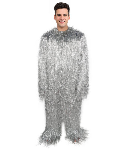 HPO UnisexTinsel Hairy Costume, Bundle & Mask Set | Full-Body Suit & Matching Mask | Long Hair Funny Costume for Halloween, Performers, Cosplay & Mascots | Multicolor Options