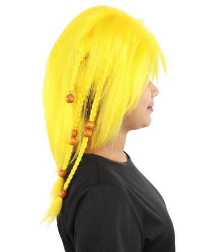 HPO Adult Women's Long Tribal Braided Wig | Multiple Color Options | Dark Shaggy Bob with Beaded Strands, Synthetic Fiber & Breathable Cap | Halloween, Sci-Fi Roleplay, Fantasy Costume
