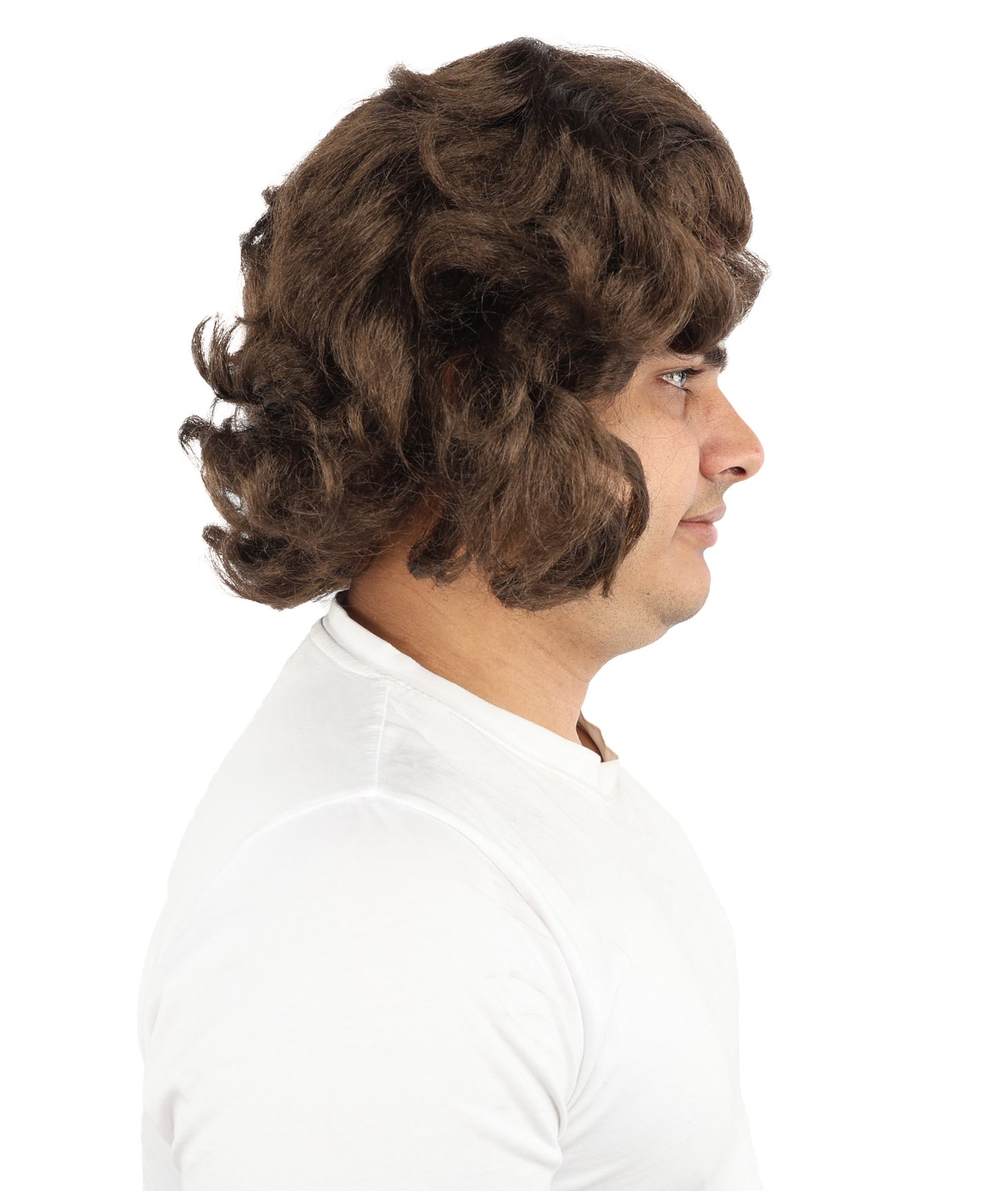 HPO Men's 12-Inch Medium Brown Retro Wig – Wavy Capless Cap Wig for Adults – Lightweight & Breathable for Halloween and Cosplay