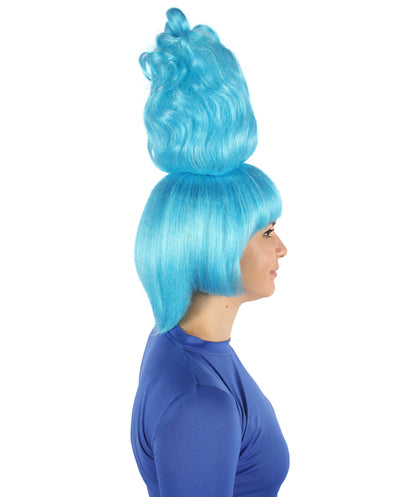 HPO Women's Animated Film Mythological Antagonist Blue Flaming Wig | Flame-retardant Synthetic Fiber