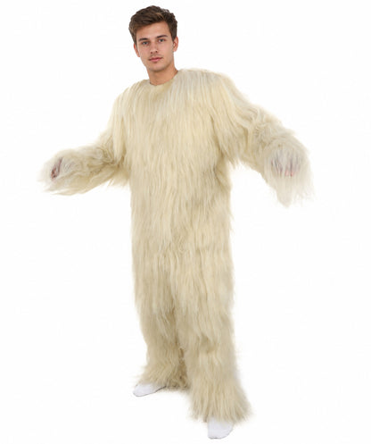 HPO Unisex Extreme Hairy Person Costume, Mask and Bundle - Full-Body Hair Suit Extra-Long Ash Brown Costume Wig for Halloween, Cosplay & Parties
