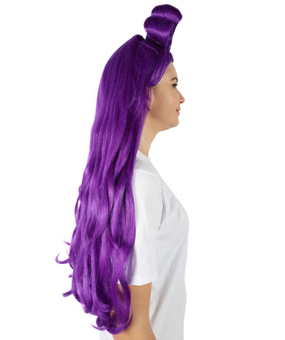 HPO Women's Long Curl Wig with Ring , Multiple Color Options , Flame-retardant Synthetic Fiber