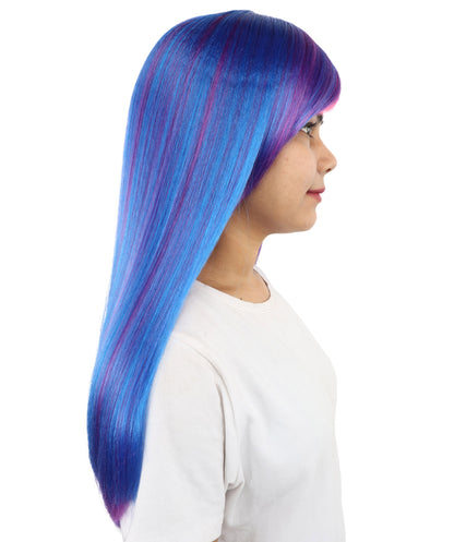 HPO Women's Twilight Sparkle Style Wig | Long Dark Purple Hair with Hot Pink Bangs and Highlights | My Little Pony Equestria Girls Costume
