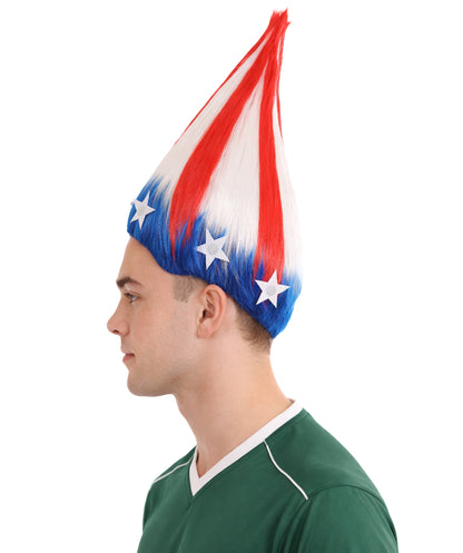 American Stripes Troll Wig | Flag Fancy Halloween Wig | Premium Breathable Capless Cap