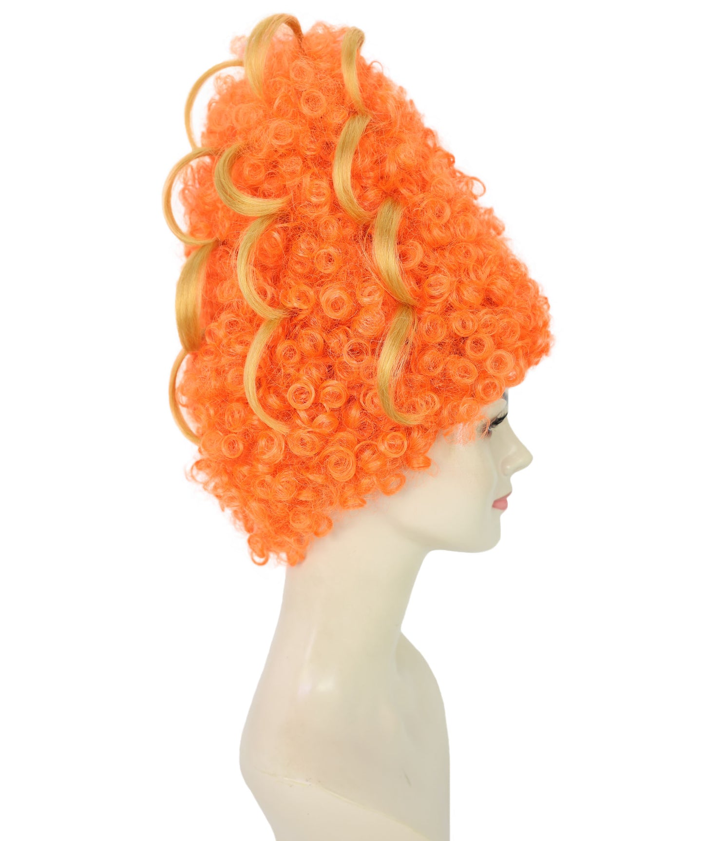 HPO Women's Fancy Bouffant Orange Wig | Medium Retro Updo Hairpiece for Women | Adjustable Inner Straps Cap | Lightweight Wig for Parties & Cosplay
