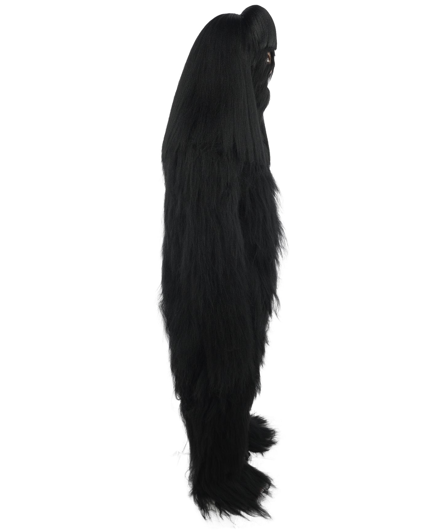 HPO Unisex Extreme Hairy Person Costume, Mask and Bundle - Full-Body Hair Suit Extra-Long Ash Brown Costume Wig for Halloween, Cosplay & Parties