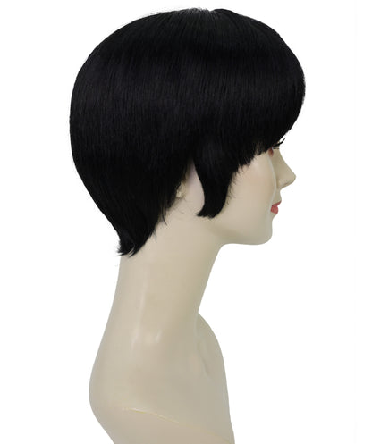 HPO Adult Women’s Sculpted Pixie Cut Wig with Defined Sideburns | Halloween Wig | Flame-Retardant Synthetic Fiber | Capless Adjustable Design for Breathable Fit