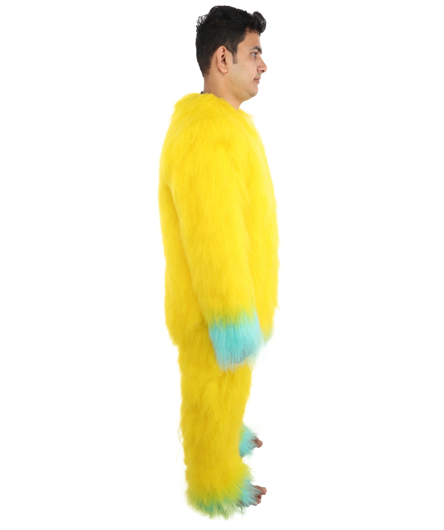 HPO Adult 74 Inch Full Animal Monster Bundle Costume & Mask Set – Yellow & Blue Furry Outfit with Screaming Head Mask | Ideal for Mascot Shows, Theater & Party Characters