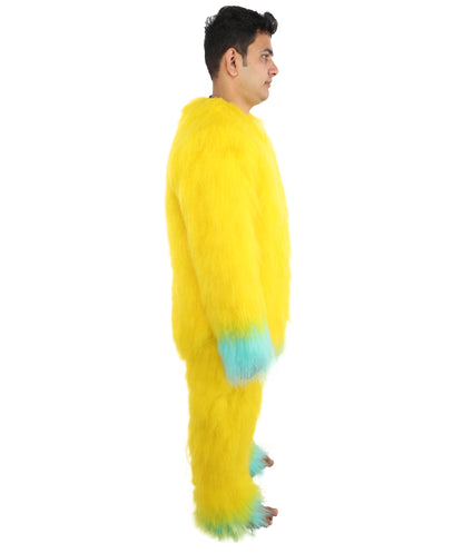 HPO Adult 74 Inch Full Animal Monster Bundle Costume & Mask Set – Yellow & Blue Furry Outfit with Screaming Head Mask | Ideal for Mascot Shows, Theater & Party Characters