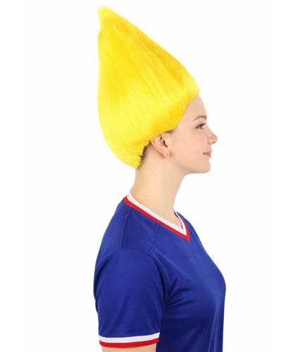 HPO Unisex Troll Wig for Yellow Color I Ideal for Halloween I Flame-Retardant Synthetic Fiber Hair