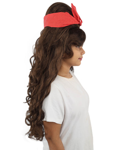 HPO Women’s Retro Beehive Wig with Red Bow | Multicolor Options | Extra Long Wavy Fancy Dress Accessory | Fancy Dress Accessory | Celebrity-Inspired Hair for Halloween, Cosplay & Music Tribute Parties