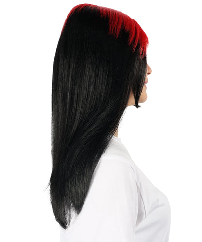 Billie Pop 80's Mullet | Black Wig with Neon Green Roots and Choppy Bangs | Premium Halloween Wig