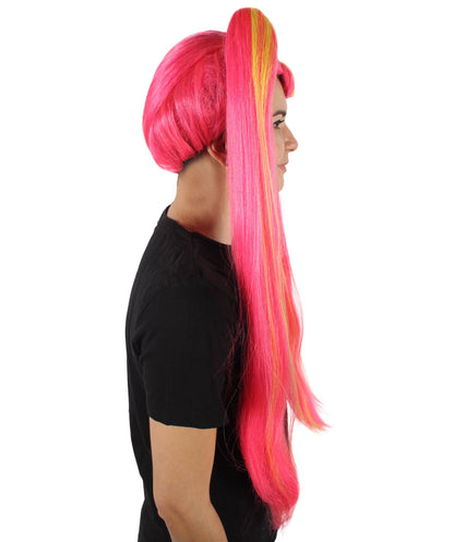 HPO Women's Long Red Pigtail Wig | Perfect for Halloween | Flame-retardant Synthetic Fiber