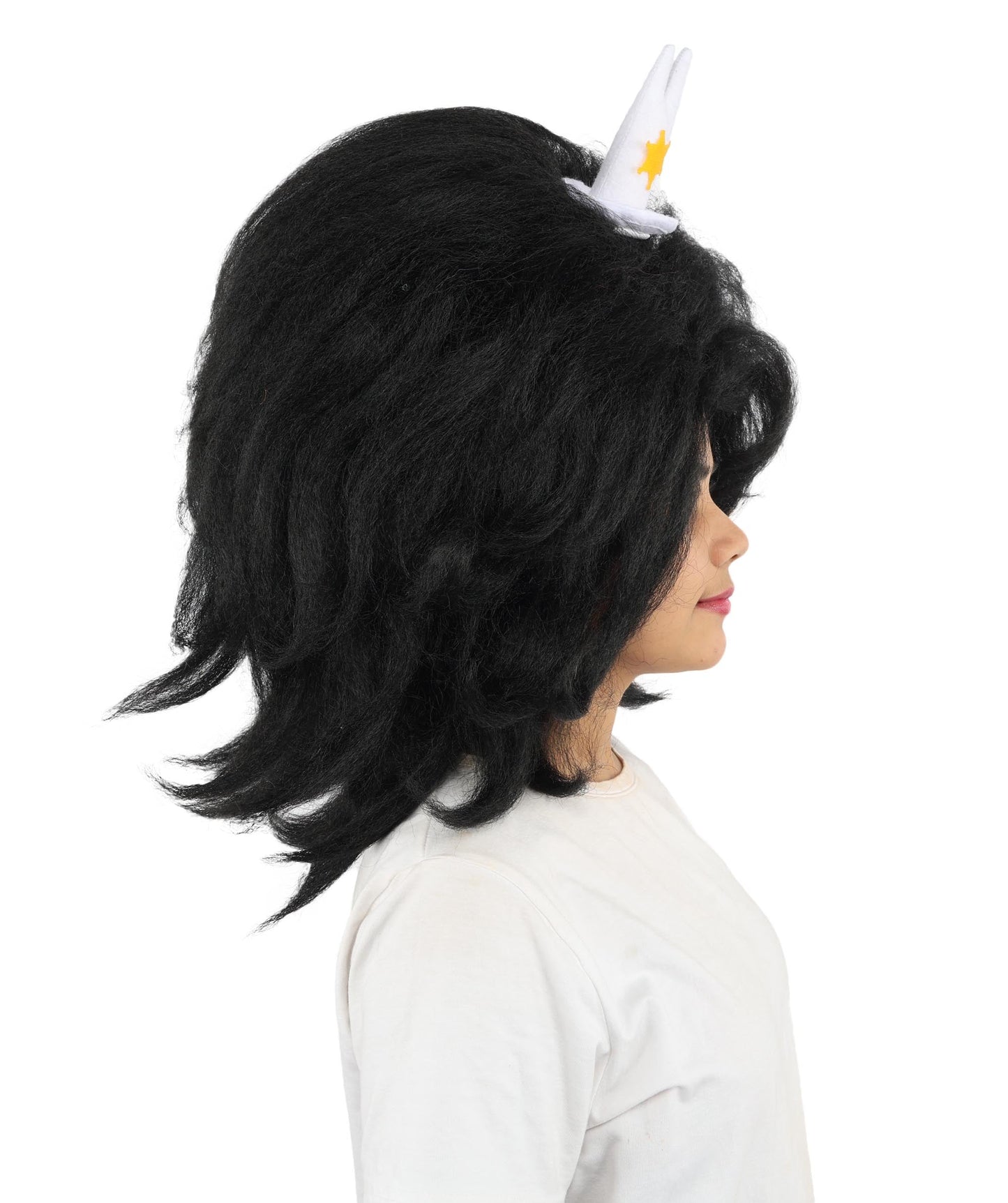 HPO Adult Women's Long Red Bob Wig | Straight Shoulder-Length Black Hair with Blunt Bangs, Included Accessory Set & Breathable Cap | Halloween, Anime Roleplay, Costume Party & Daily Wear