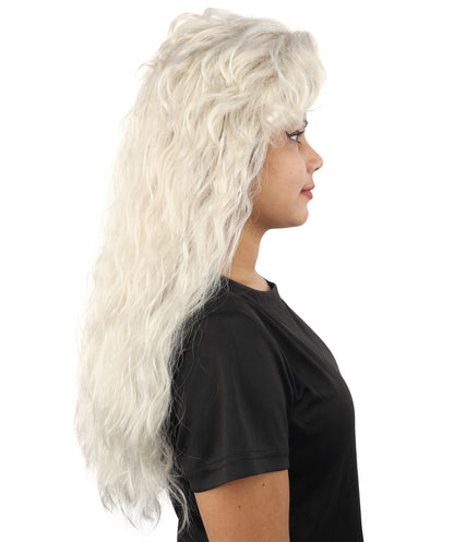 HPO Women's Elegant Fantasy Updo wig | Grey, created of flame-retardant synthetic fiber, sculpted flowing waves, capless base | Theater stage, Halloween, drag, costume events